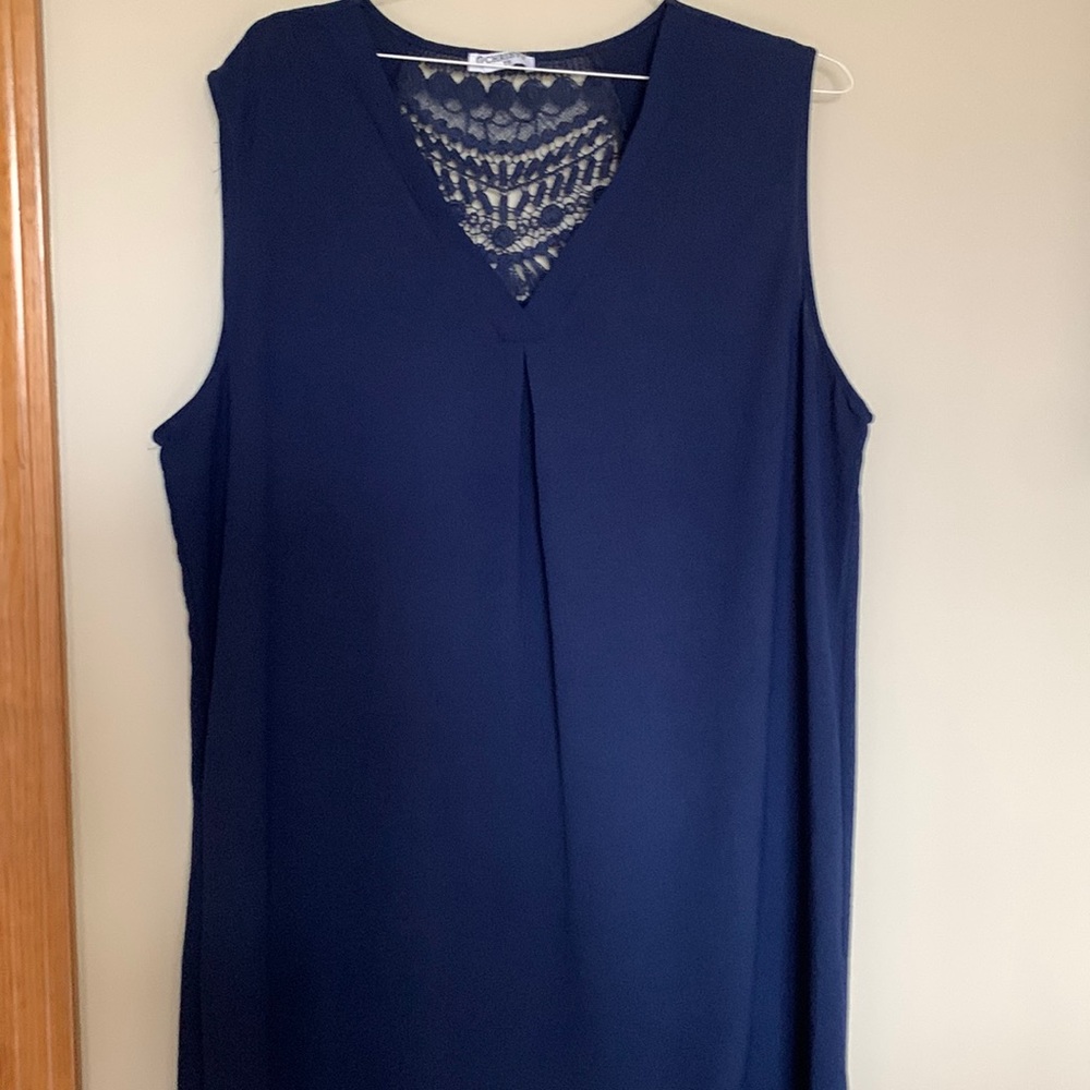 Christy Navy Blue with Lace Back Dress European Size T5=2X